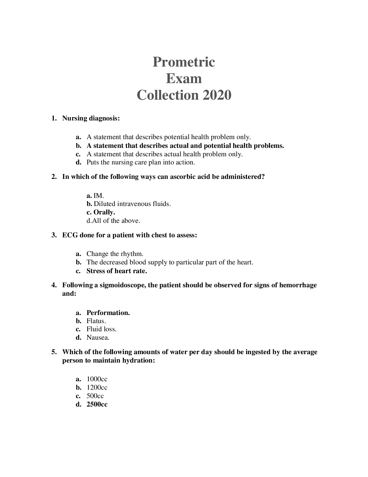 Preview image for Nursing 229. Prometric Exam Collection 2020